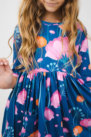 Poppies 3/4 Sleeve Pocket Twirl Dress-Mila & Rose ®