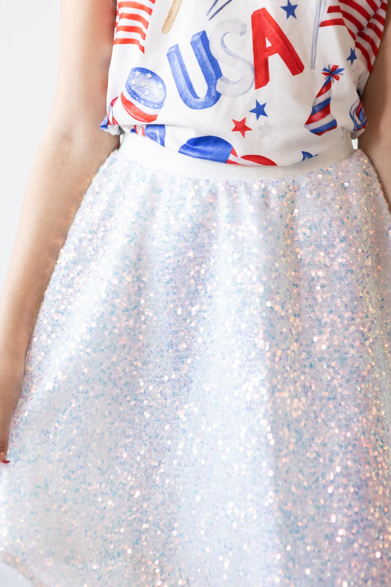 Silver sequin deals skirt youth