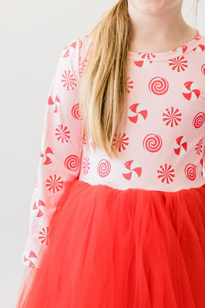 Pink Peppermint L/S Tutu Dress-Mila & Rose ®