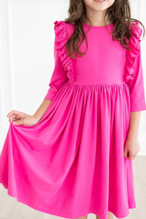 Hot Pink Ruffle Twirl Dress-Mila & Rose ®