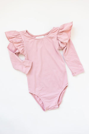 Vintage Pink L/S Flutter Sleeve Leotard - NEW-Mila & Rose ®