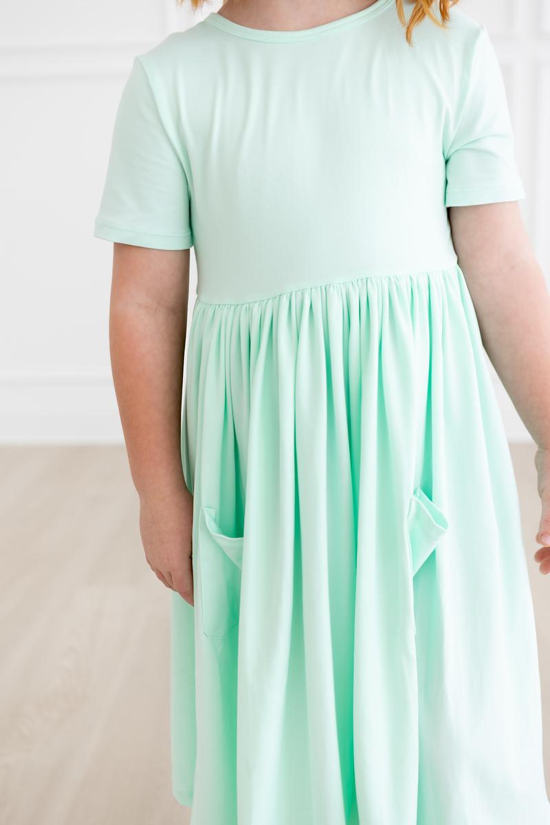 Pastel Green S/S Pocket Twirl Dress - NEW-Mila & Rose ®