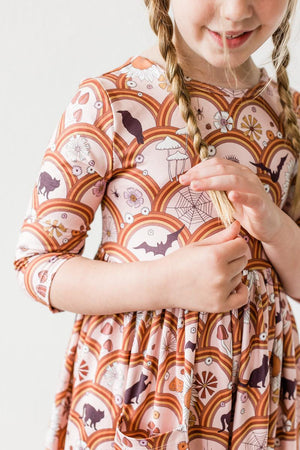 Hocus Pocus 3/4 Sleeve Pocket Twirl Dress-Mila & Rose ®