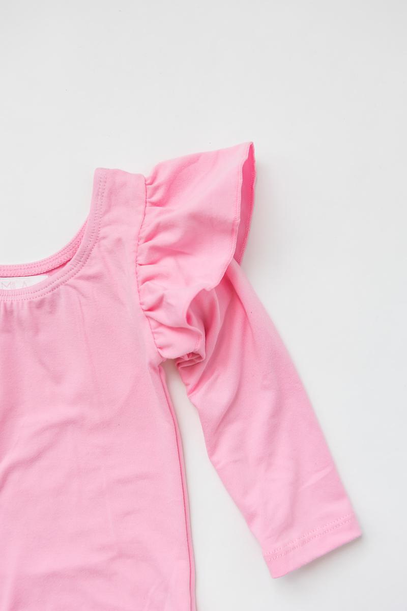 Bubblegum Pink L/S Flutter Sleeve Leotard-Mila & Rose ®