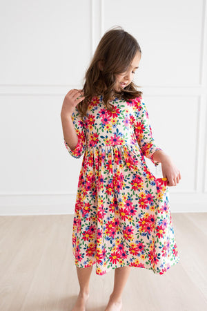 Last Bud Not Least 3/4 Sleeve Pocket Twirl Dress-Mila & Rose ®