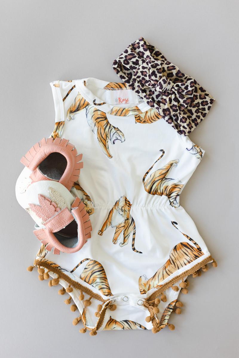 Tiger Queen Pom Pom Romper-Mila & Rose ®