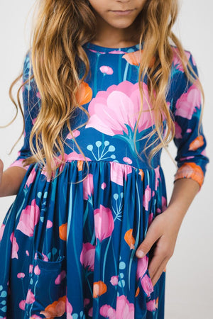 Poppies 3/4 Sleeve Pocket Twirl Dress-Mila & Rose ®