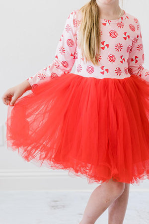 Pink Peppermint L/S Tutu Dress-Mila & Rose ®