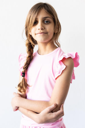 Bubblegum Pink S/S Ruffle Tee - NEW-Mila & Rose ®