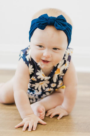 Navy Nylon Bow Headwrap-Mila & Rose ®