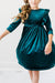 Teal Velvet Ruffle Twirl Dress-Mila & Rose ®