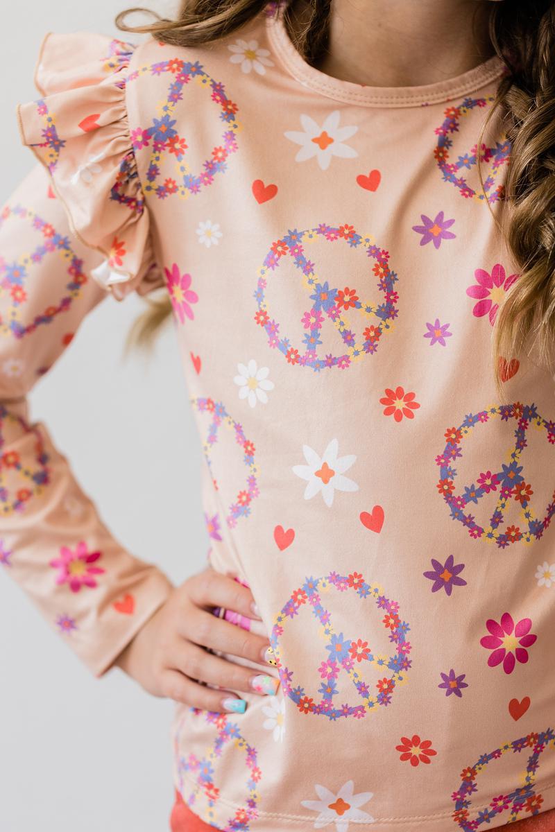 SALE Flower Child L/S Ruffle Tee-Mila & Rose ®