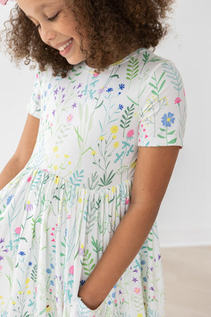 Spring Dandelion Floral S/S Pocket Twirl Dress-Mila & Rose ®