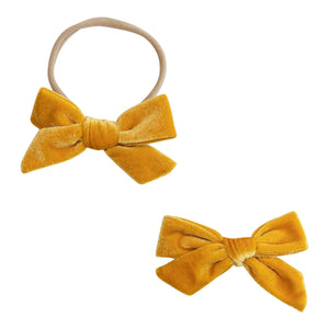 SALE Mustard Velvet Bow-Mila & Rose ®