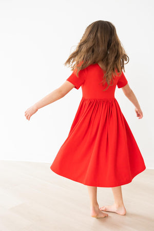 Red S/S Pocket Twirl Dress-Mila & Rose ®