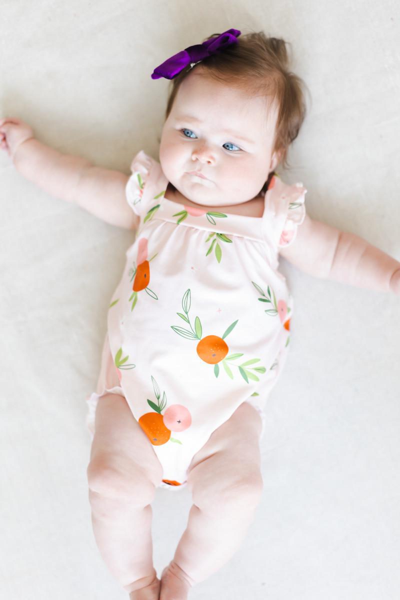 Tangerine Ruffle Cross Back Romper-Mila & Rose ®