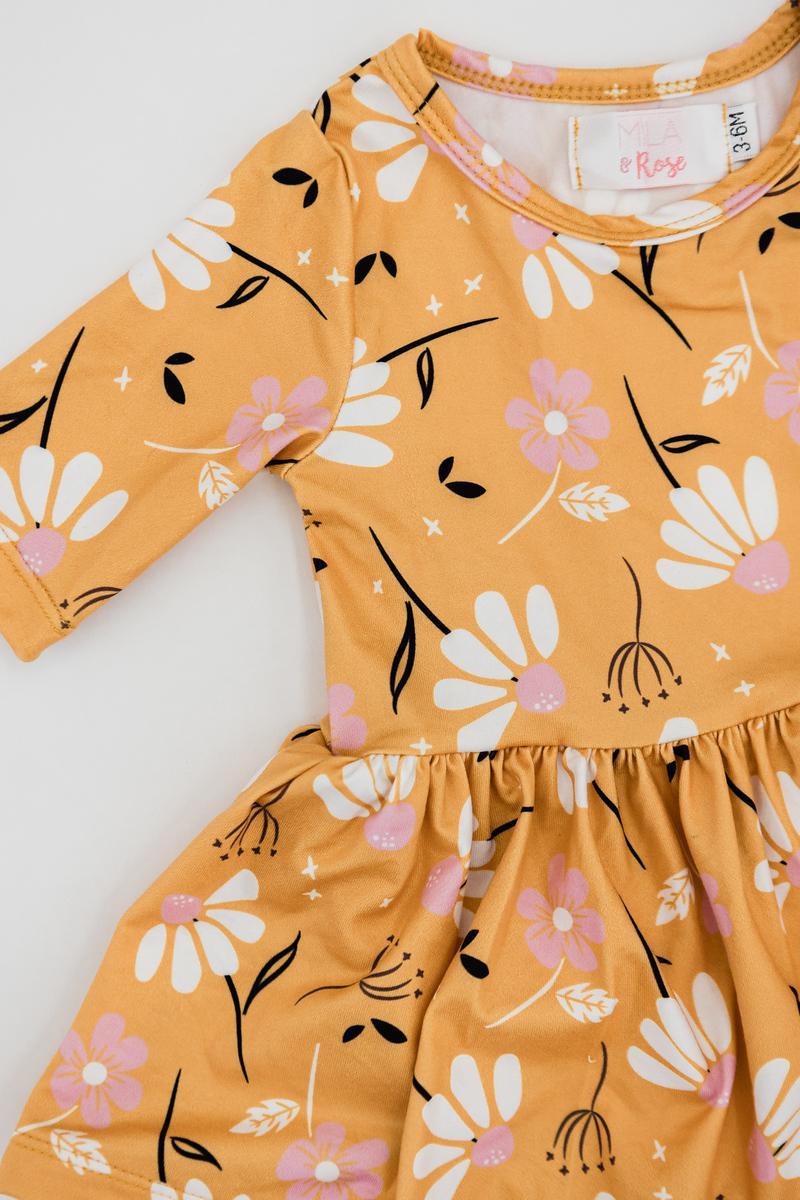 Dandelions in Fall 3/4 Sleeve Twirl Bodysuit-Mila & Rose ®