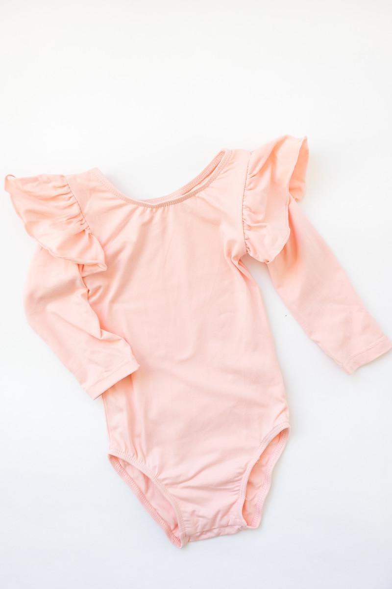 Peach L/S Flutter Sleeve Leotard-Mila & Rose ®