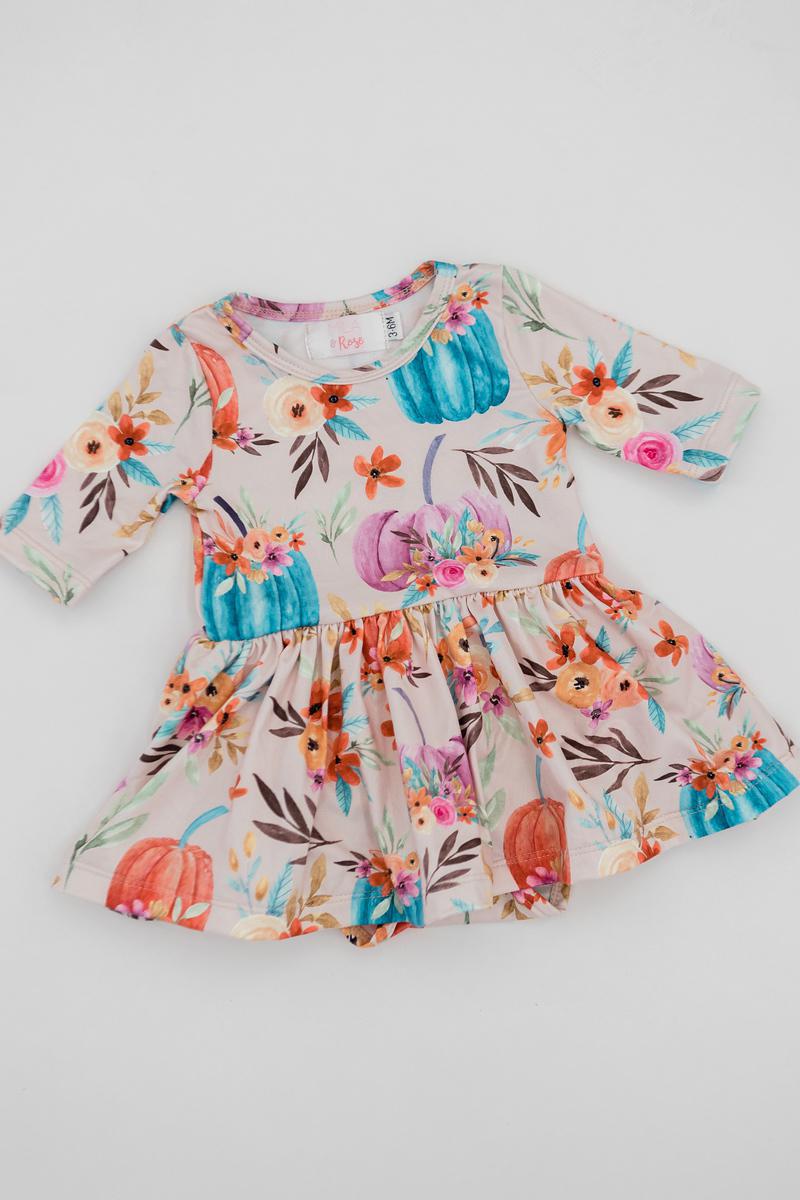 Harvest Blooms 3/4 Sleeve Twirl Bodysuit-Mila & Rose ®