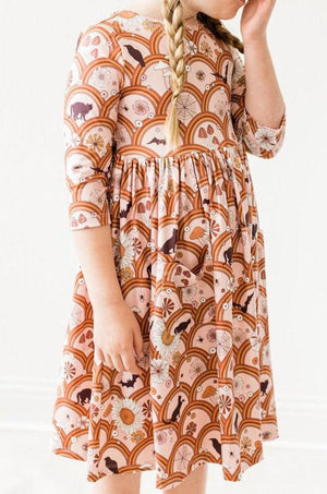 Hocus Pocus 3/4 Sleeve Pocket Twirl Dress-Mila & Rose ®
