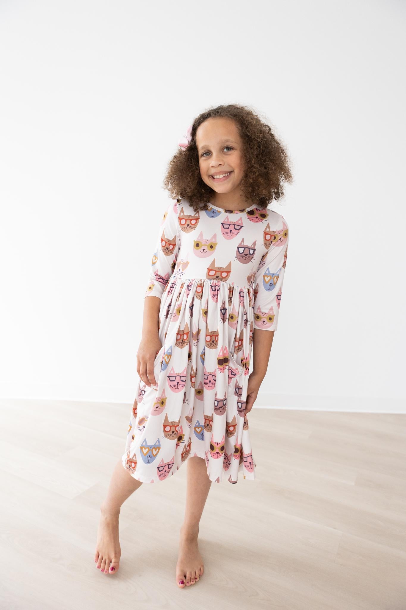 Cattitude 3/4 Sleeve Pocket Twirl Dress-Mila & Rose ®