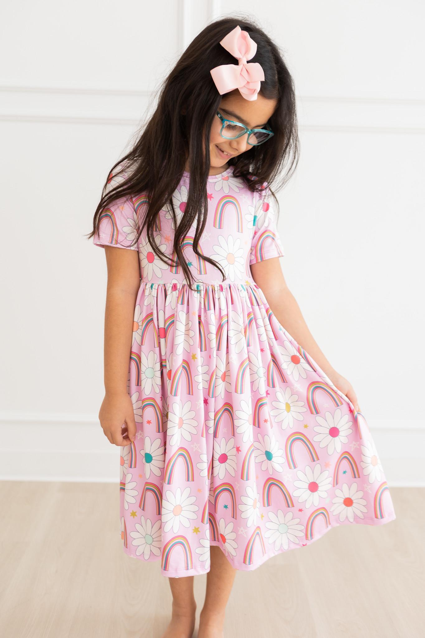 Rainbow Daisies S/S Twirl Dress-Mila & Rose ®