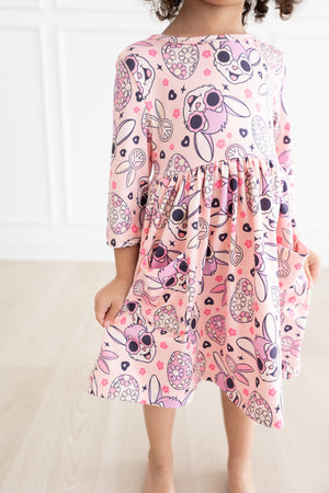 SALE Peace & Bunnies 3/4 Sleeve Pocket Twirl Dress-Mila & Rose ®