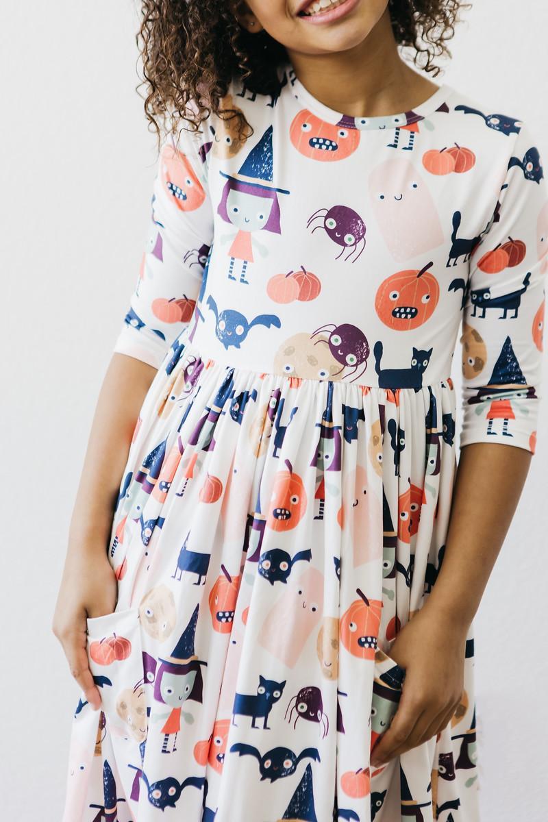 Boo Crew 3/4 Sleeve Pocket Twirl Dress-Mila & Rose ®