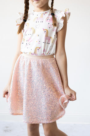 Peach Sequin Twirl Skirt Mila Rose
