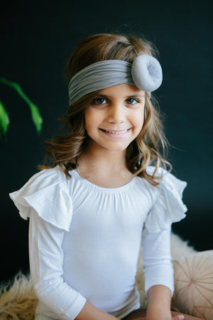 Gray Nylon Turban Style Headwrap Mila Rose