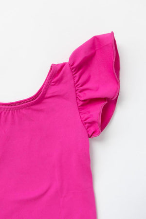 Hot Pink S/S Flutter Sleeve Leotard - NEW-Mila & Rose ®