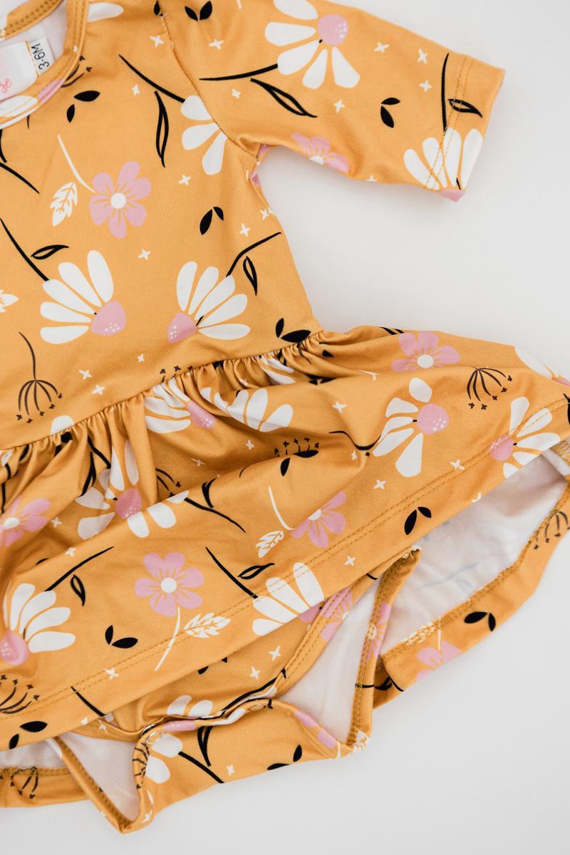 Dandelions in Fall 3/4 Sleeve Twirl Bodysuit-Mila & Rose ®