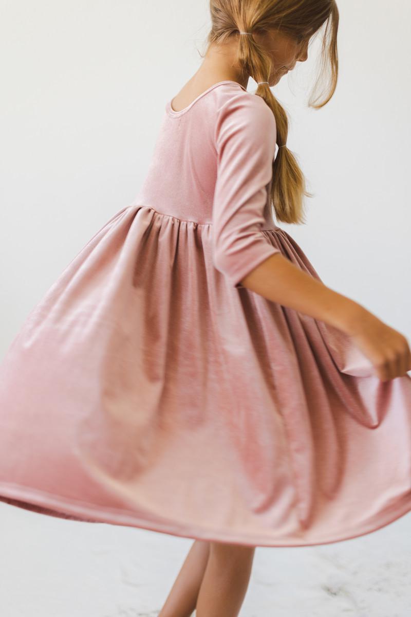 Vintage Pink Velvet Twirl Dress-Mila & Rose ®