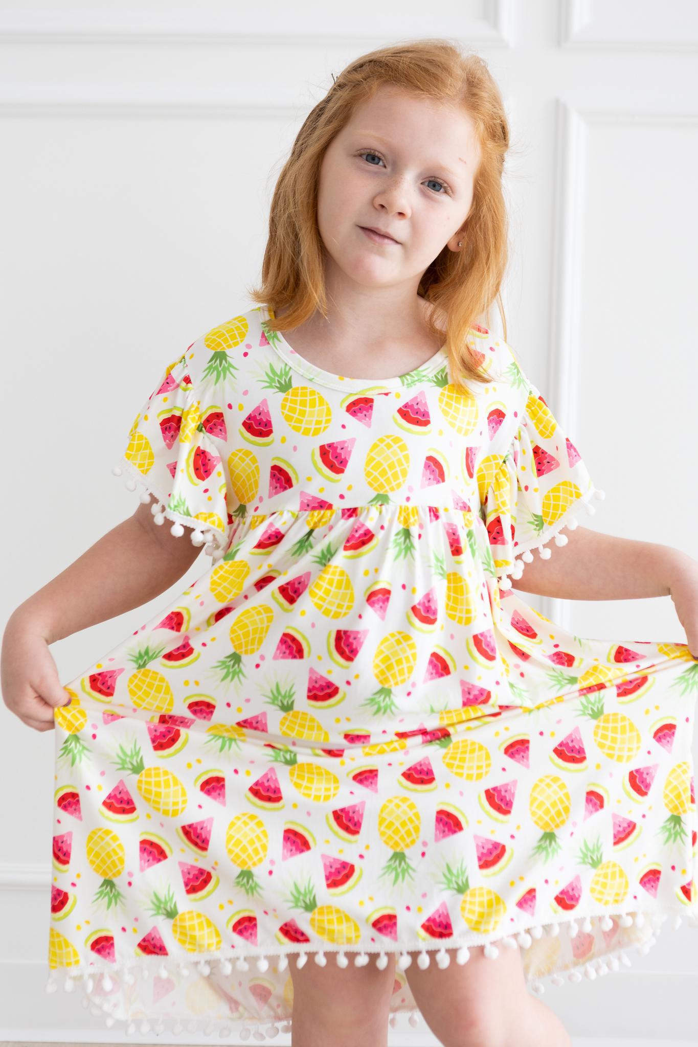 Pineapple Party Pom Pom Dress-Mila & Rose ®