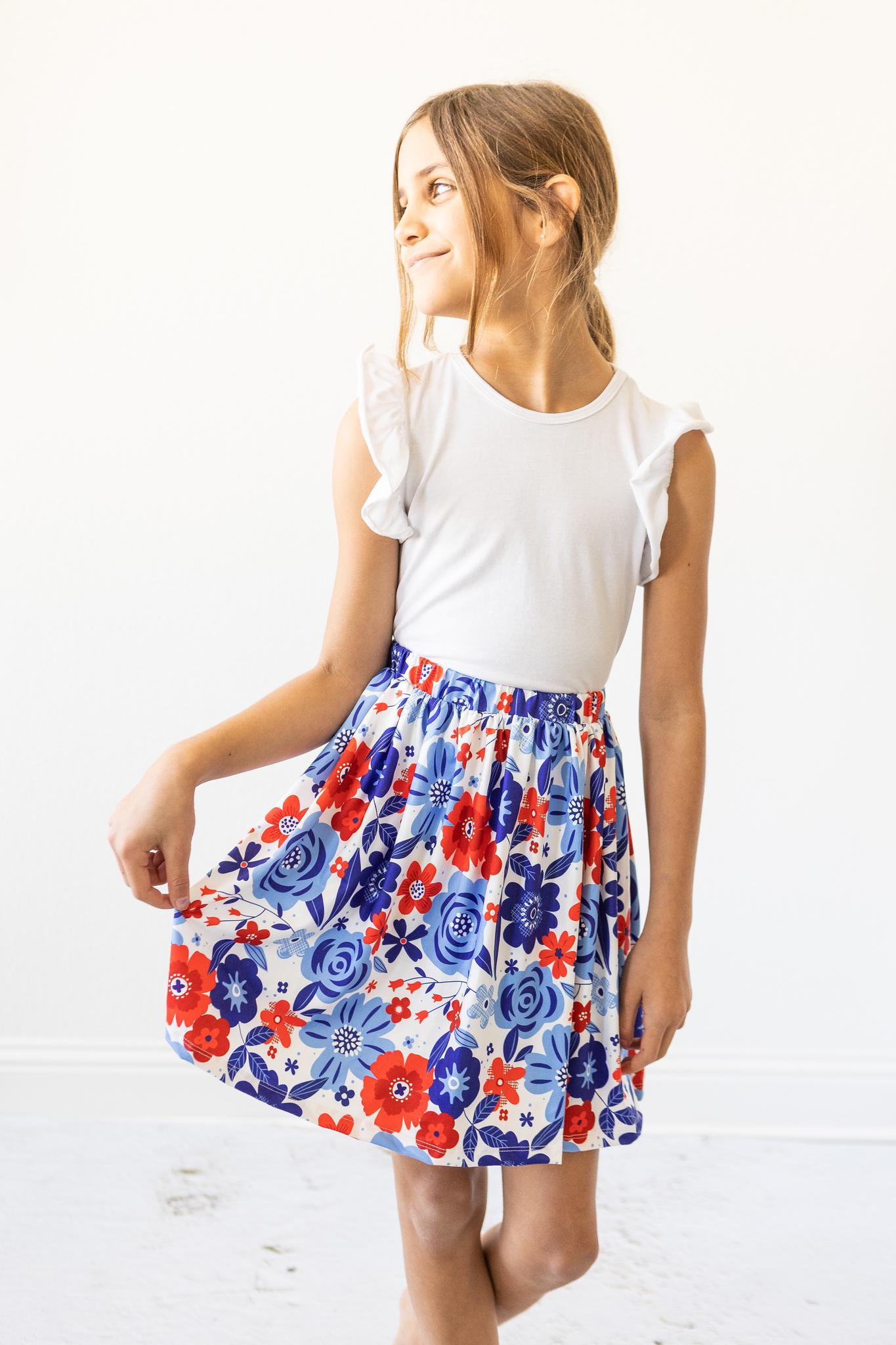 Happy 4th Floral Twirl Skirt-Mila & Rose ®