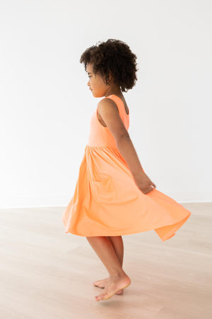 Neon Coral Tank Pocket Twirl Dress-Mila & Rose ®