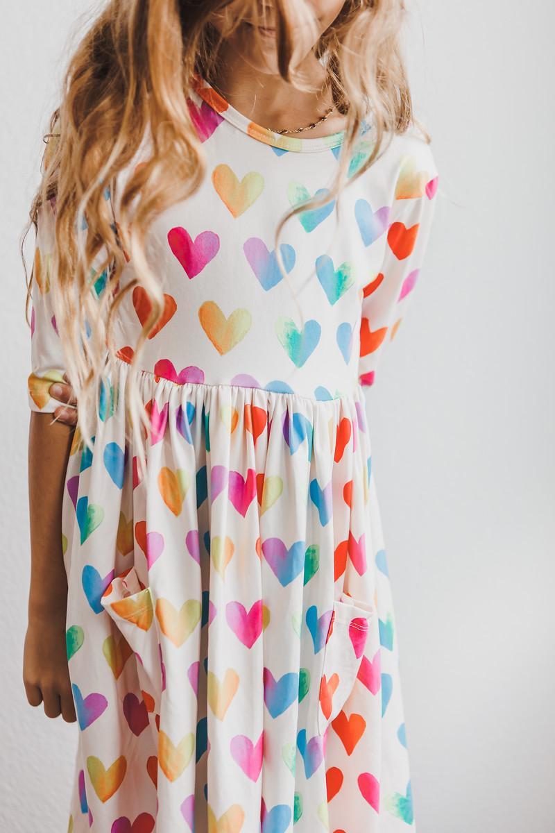 Lotta Love 3/4 Sleeve Pocket Twirl Dress-Mila & Rose ®