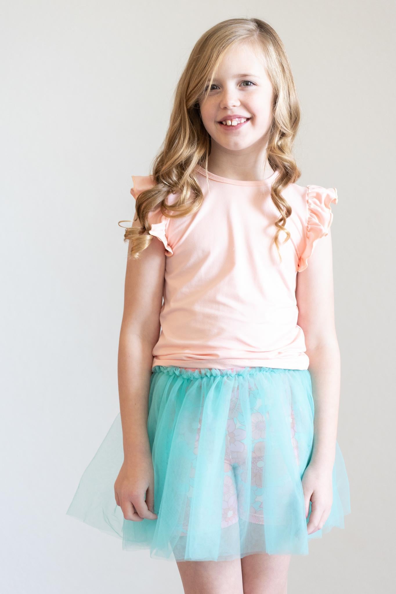 Peach S S Ruffle Tee Mila Rose