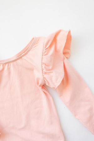 Peach L/S Flutter Sleeve Leotard-Mila & Rose ®
