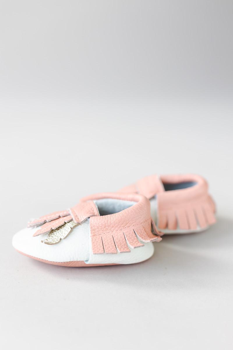 Feather Print Leather Baby Moccasins-Mila & Rose ®