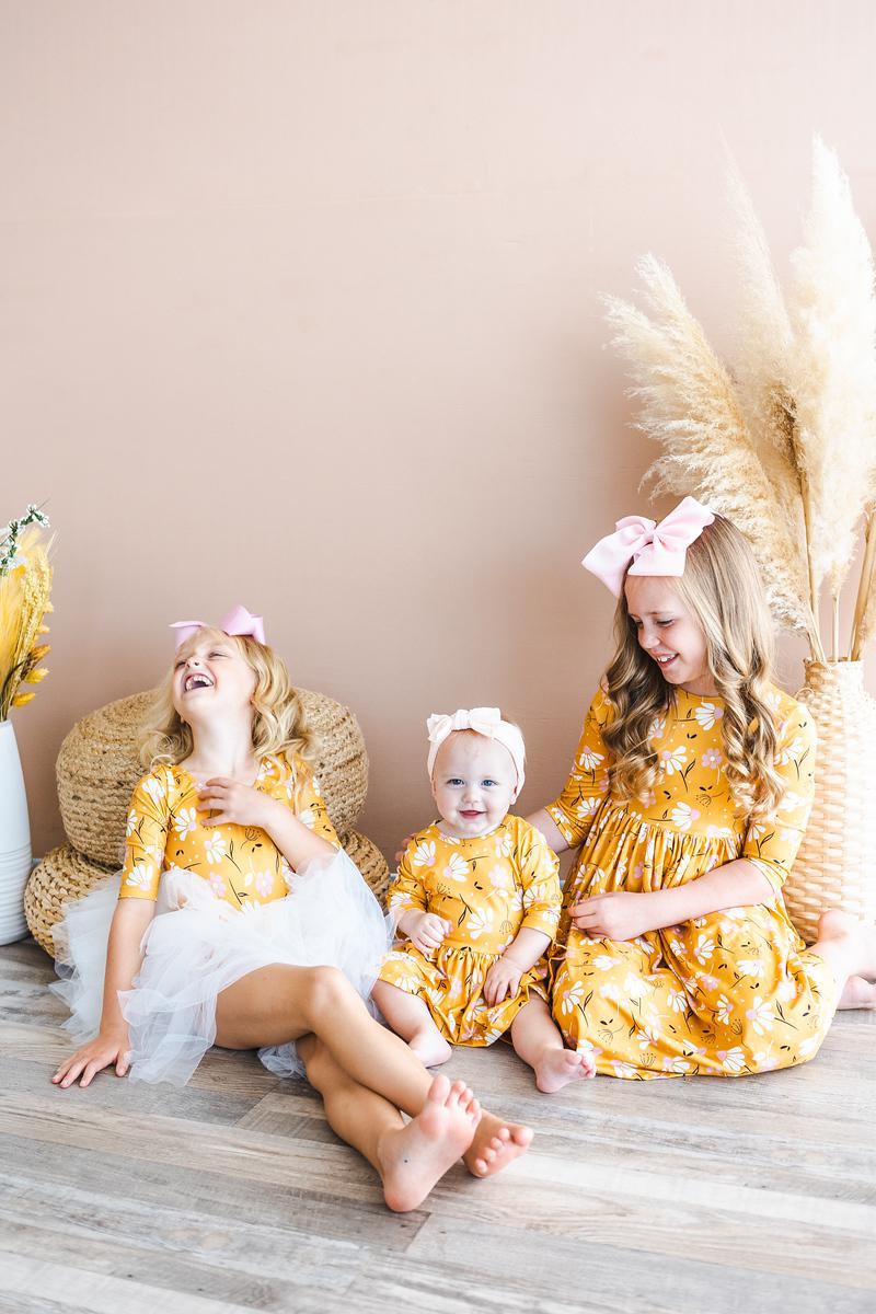 Dandelions in Fall 3/4 Sleeve Twirl Bodysuit-Mila & Rose ®