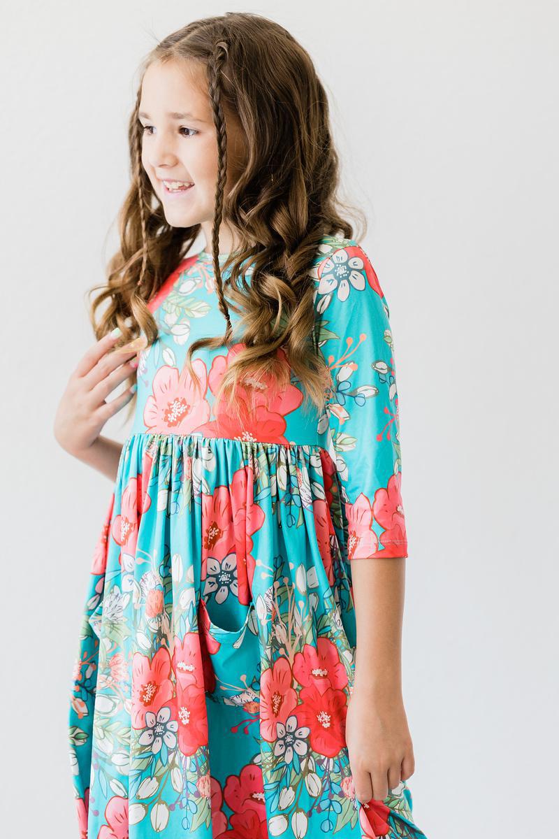 After the Rain 3/4 Sleeve Pocket Twirl Dress-Mila & Rose ®