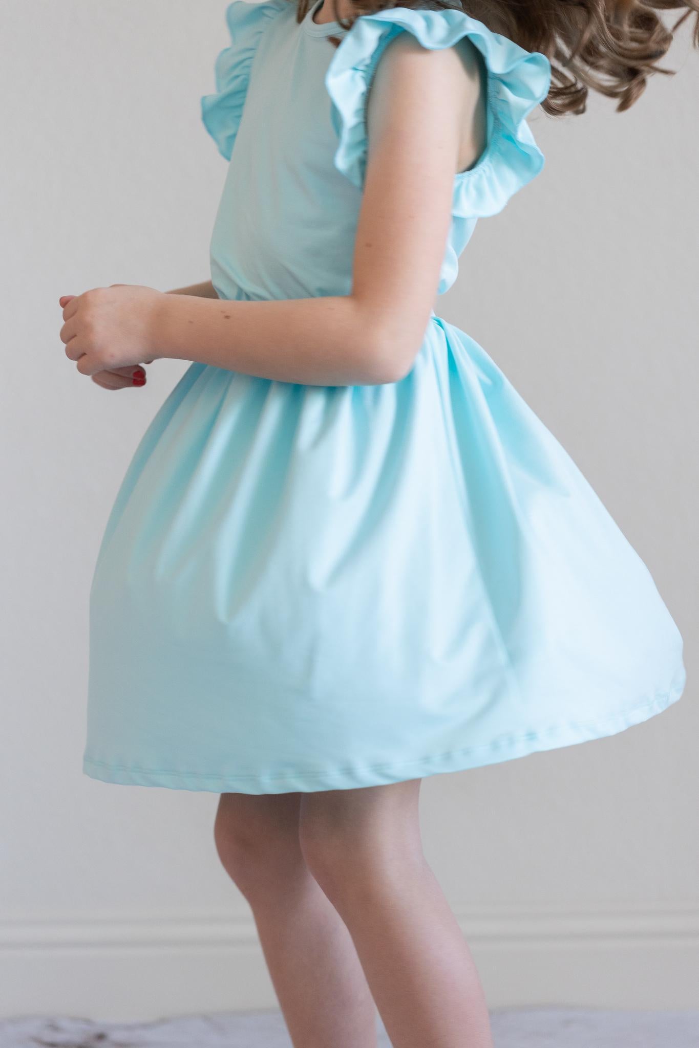(S) Aqua S/S Ruffle Tee-Mila & Rose ®