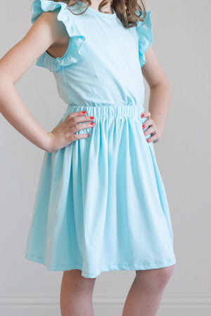 (S) Aqua S/S Ruffle Tee-Mila & Rose ®