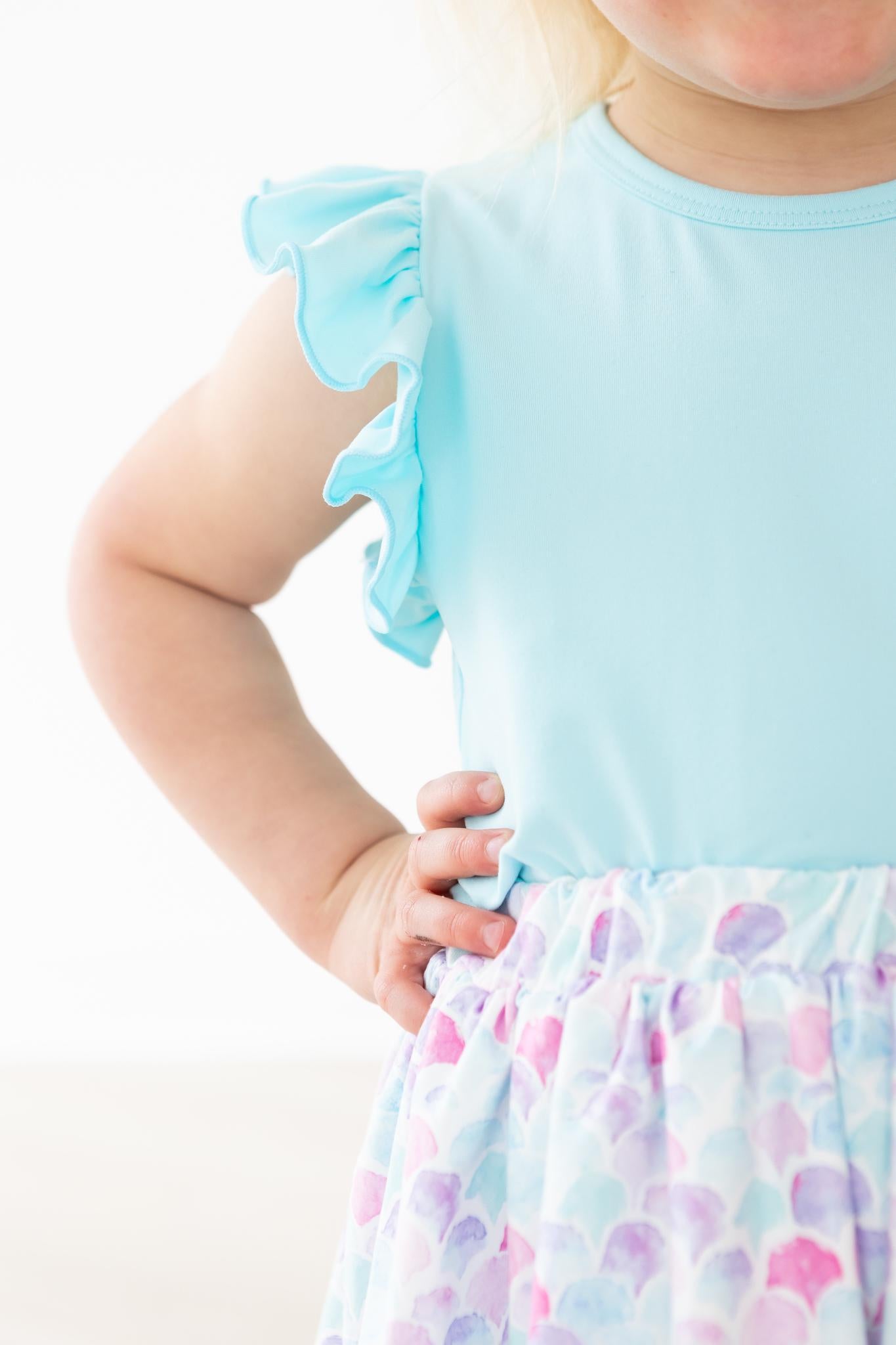 (S) Aqua S/S Ruffle Tee-Mila & Rose ®