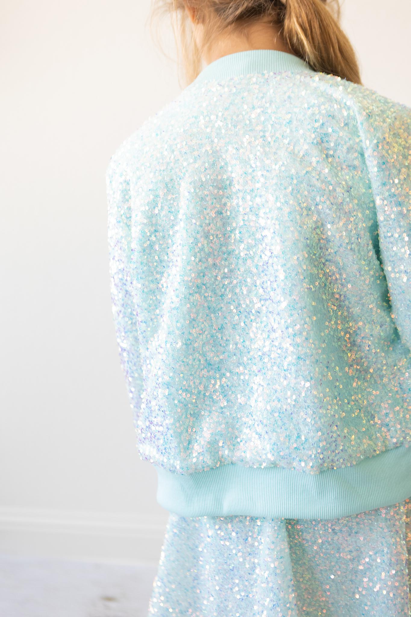 Aqua Sequin Jacket-Mila & Rose ®
