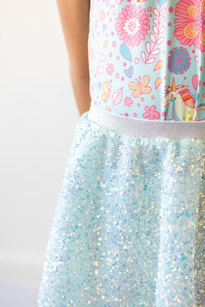 Aqua Sequin Twirl Skort-Mila & Rose ®