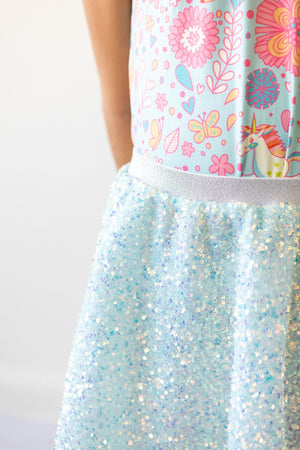 Aqua Sequin Twirl Skort-Mila & Rose ®