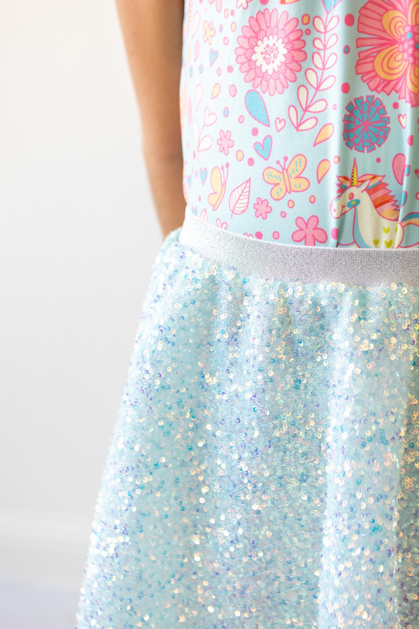 Aqua Sequin Twirl Skort-Mila & Rose ®