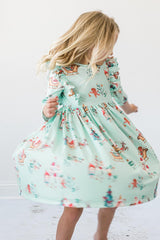 Believe in Your Elf 3/4 Sleeve Ruffle Twirl Dress-Mila & Rose ®